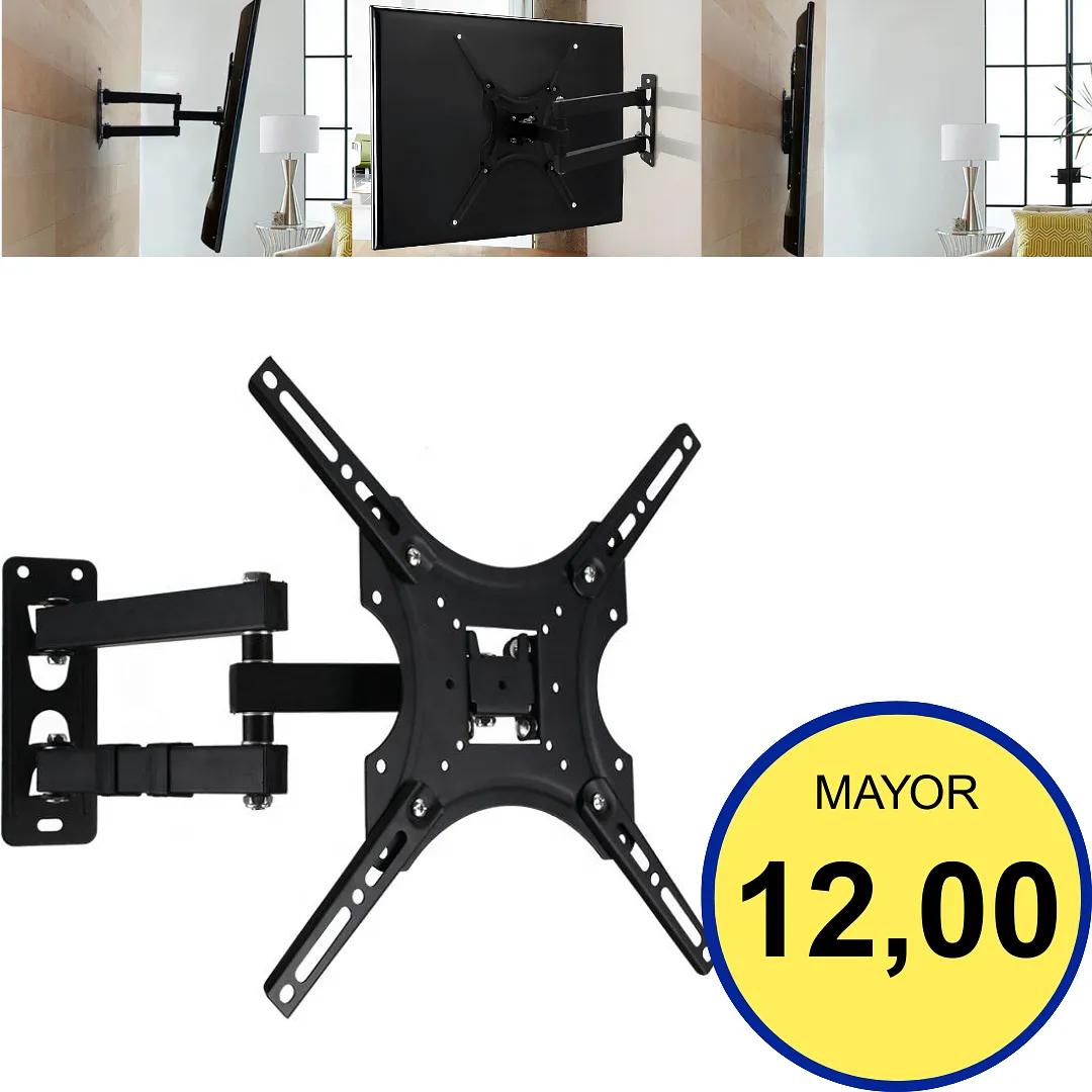 SOPORTE DE PARED ARTICULADO PARA TV DE 32 A 55 PULGADAS, BASE MÓVIL DE MOVIMIENTO COMPLETO CON BRAZO EXTENSIBLE, INCLUYE KIT DE INSTALACIÓN COMPLETO