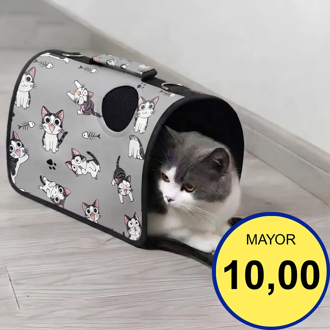 BOLSO TRANSPORTADOR PARA MASCOTAS - MALETIN DE VIAJE PLEGABLE Y TRANSPIRABLE PARA PERROS Y GATOS - TRES TAMAÑOS DISPONIBLES - IDEAL PARA TRASLADOS CÓMODOS Y SEGUROS
