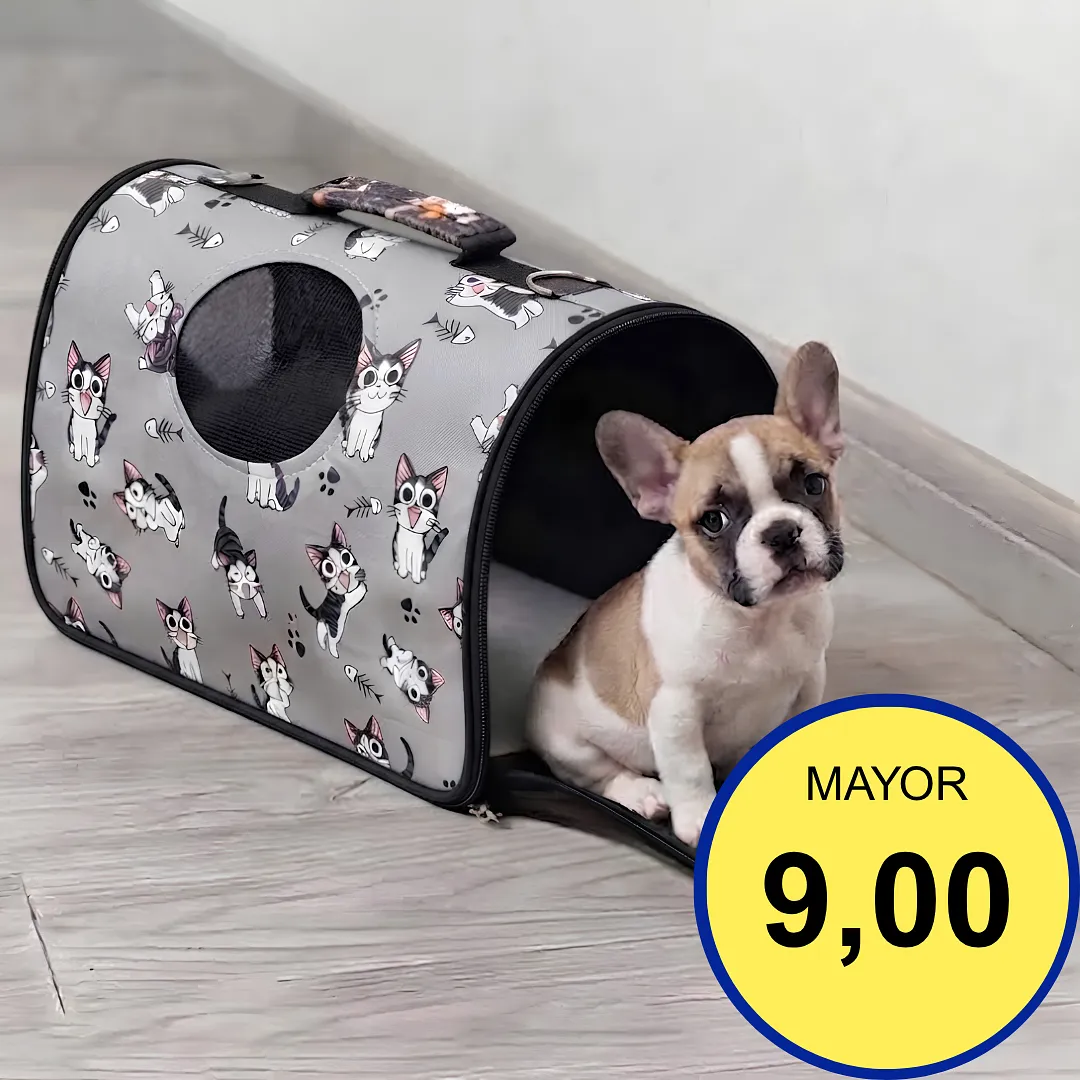 BOLSO TRANSPORTADOR PARA MASCOTAS - MALETIN DE VIAJE PLEGABLE Y TRANSPIRABLE PARA PERROS Y GATOS - TRES TAMAÑOS DISPONIBLES - IDEAL PARA TRASLADOS CÓMODOS Y SEGUROS