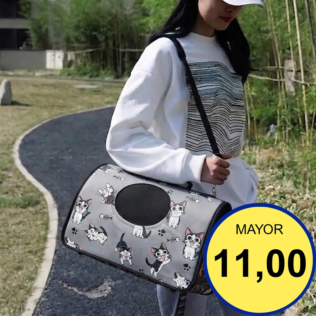 BOLSO TRANSPORTADOR PARA MASCOTAS - MALETIN DE VIAJE PLEGABLE Y TRANSPIRABLE PARA PERROS Y GATOS - TRES TAMAÑOS DISPONIBLES - IDEAL PARA TRASLADOS CÓMODOS Y SEGUROS