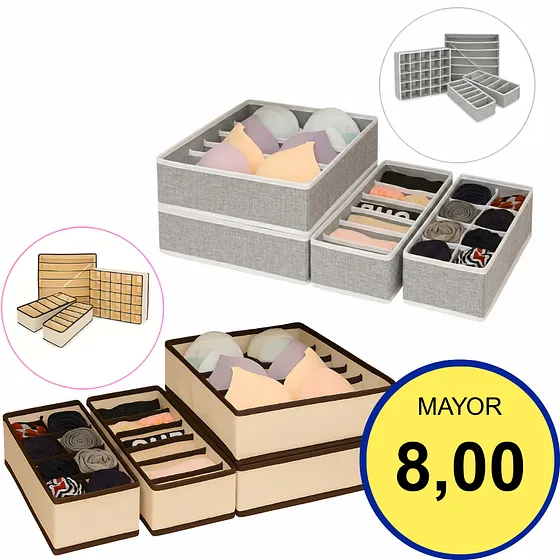 JUEGO DE ORGANIZADORES DE ROPA INTERIOR Y ACCESORIOS 4 PIEZAS DIVIDORES DE CAJONES PLEGABLES PARA CLÓSET