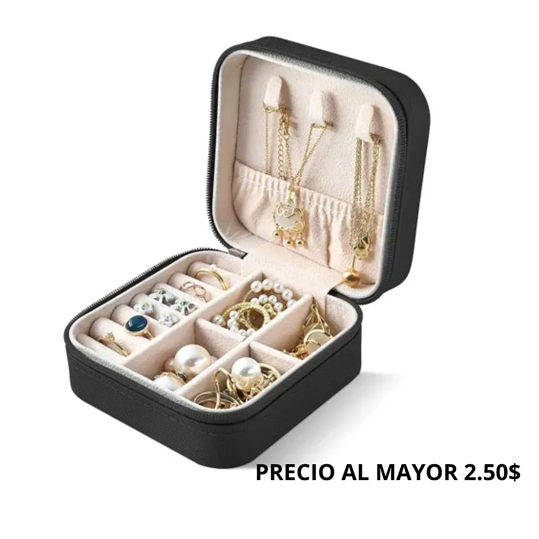 MINI JOYERO PORTÁTIL CON COMPARTIMENTOS Y GANCHOS PARA COLLARES, ANILLOS Y ARETES – ORGANIZADOR DE VIAJE JNW-209