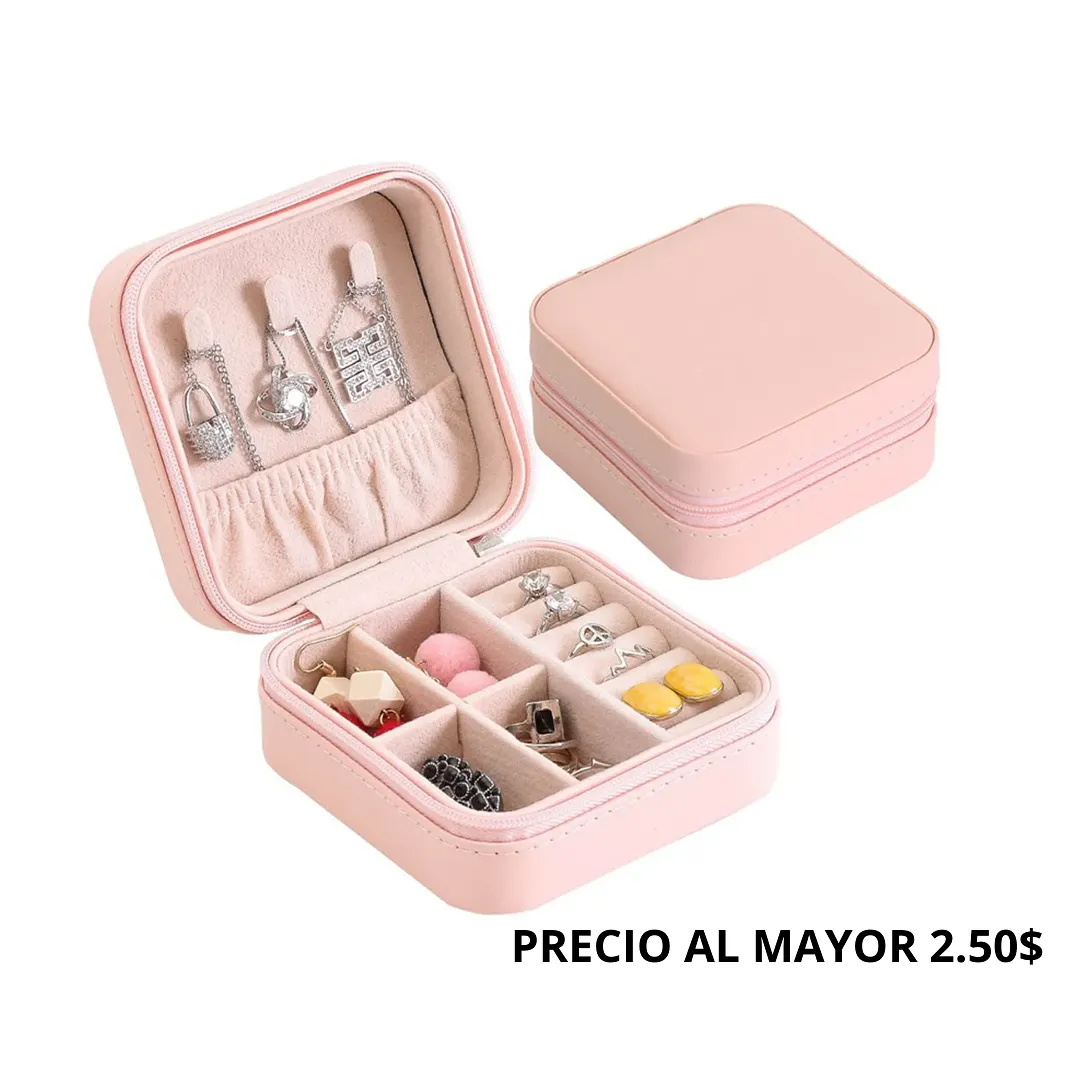 MINI JOYERO PORTÁTIL CON COMPARTIMENTOS Y GANCHOS PARA COLLARES, ANILLOS Y ARETES – ORGANIZADOR DE VIAJE JNW-209