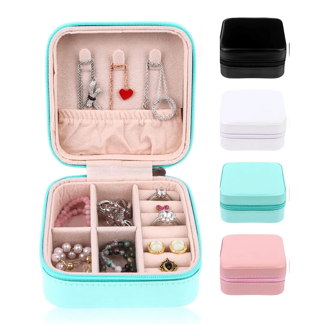 MINI JOYERO PORTÁTIL CON COMPARTIMENTOS Y GANCHOS PARA COLLARES, ANILLOS Y ARETES – ORGANIZADOR DE VIAJE JNW-209