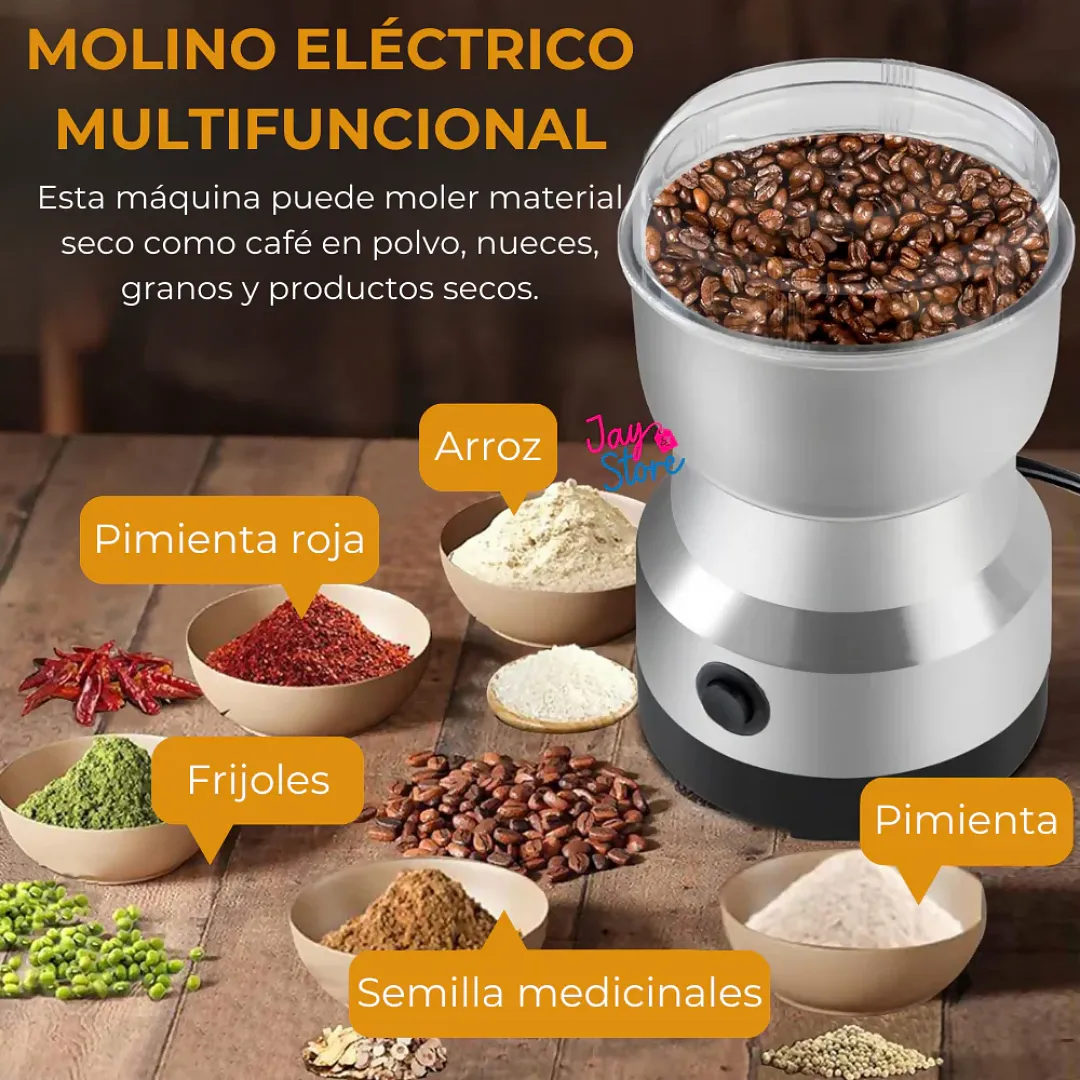 MOLINO DE CAFÉ ELÉCTRICO DE ACERO INOXIDABLE, TRITURADOR MULTIFUNCIONAL PARA GRANOS, ESPECIAS Y SEMILLAS CON CUCHILLAS DE ALTA PRECISIÓN