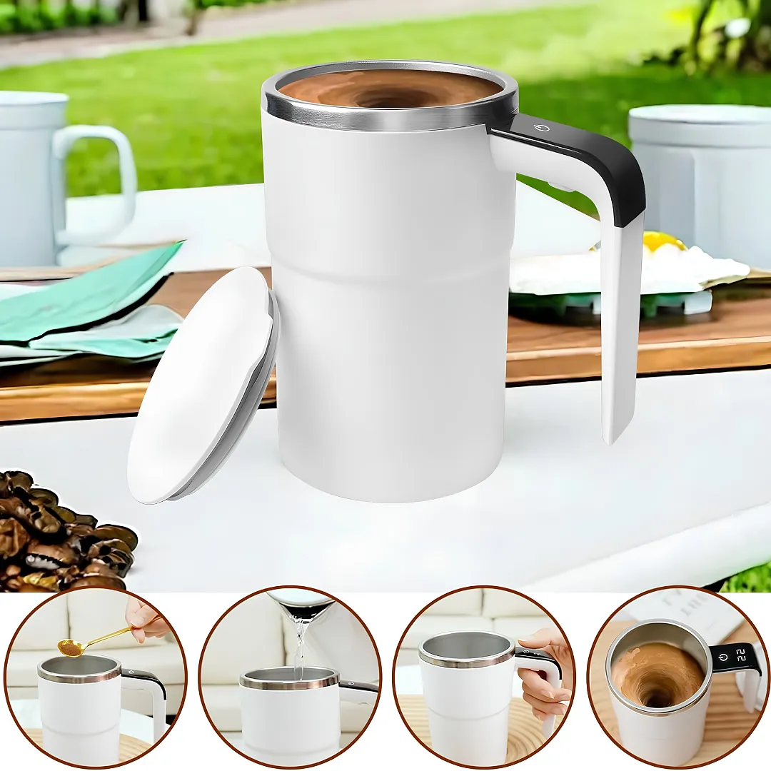 TAZA MEZCLADORA MAGNÉTICA AUTOMÁTICA Y RECARGABLE - TAZA INTELIGENTE AGITADORA PARA CAFÉ Y BEBIDAS