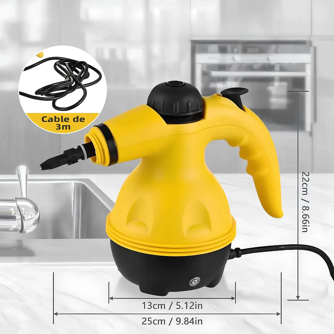 LIMPIADOR A VAPOR PORTÁTIL DE 1000W, MÁQUINA DE LIMPIEZA MULTIUSOS A PRESIÓN CON KIT DE ACCESORIOS PARA COCINAS, BAÑOS, TAPICERÍA Y AUTOMÓVILES