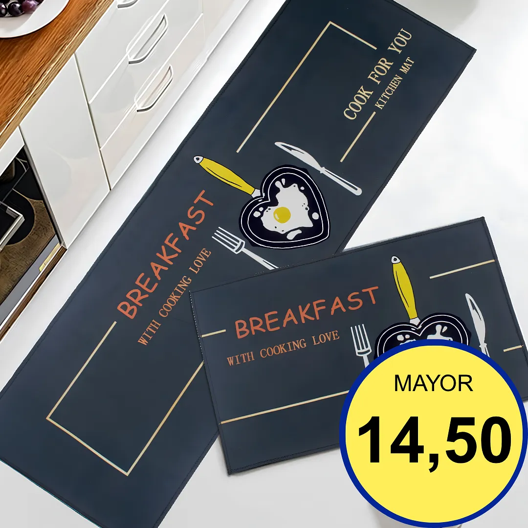 SET DE 2 ALFOMBRAS PARA COCINA Y HOGAR ANTIDESLIZANTES ULTRA ABSORBENTES DE SECADO RÁPIDO Y FÁCIL LIMPIEZA