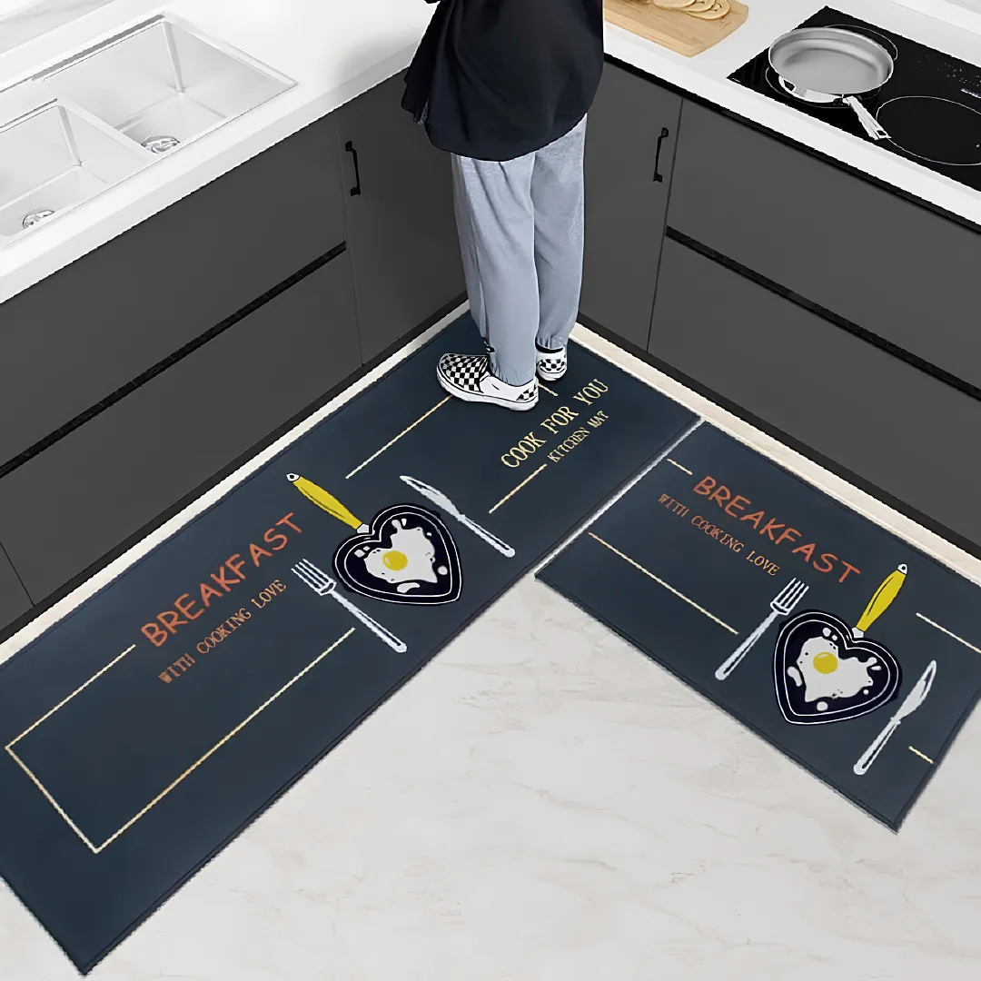 SET DE 2 ALFOMBRAS PARA COCINA Y HOGAR ANTIDESLIZANTES ULTRA ABSORBENTES DE SECADO RÁPIDO Y FÁCIL LIMPIEZA