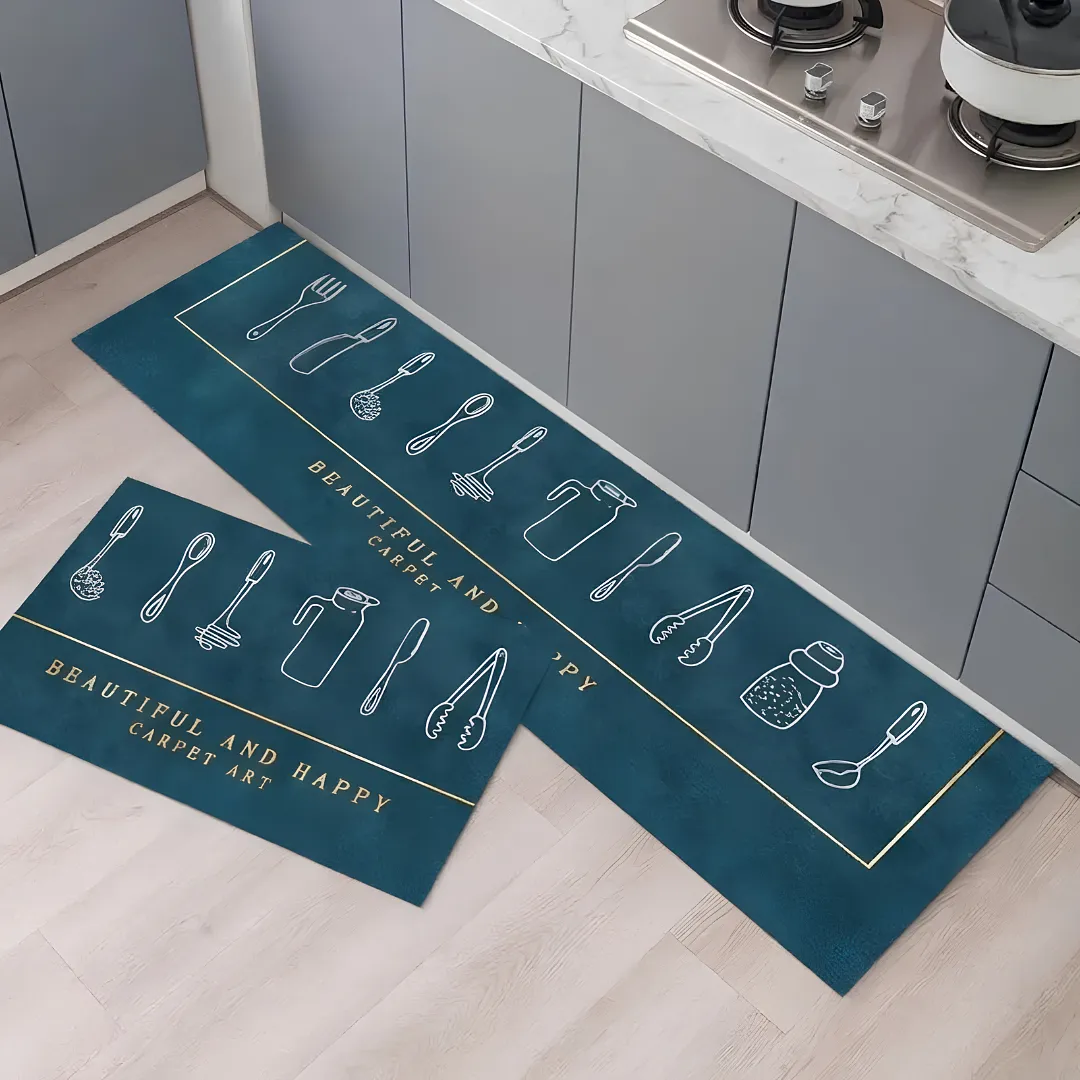 SET DE 2 ALFOMBRAS PARA COCINA Y HOGAR ANTIDESLIZANTES ULTRA ABSORBENTES DE SECADO RÁPIDO Y FÁCIL LIMPIEZA