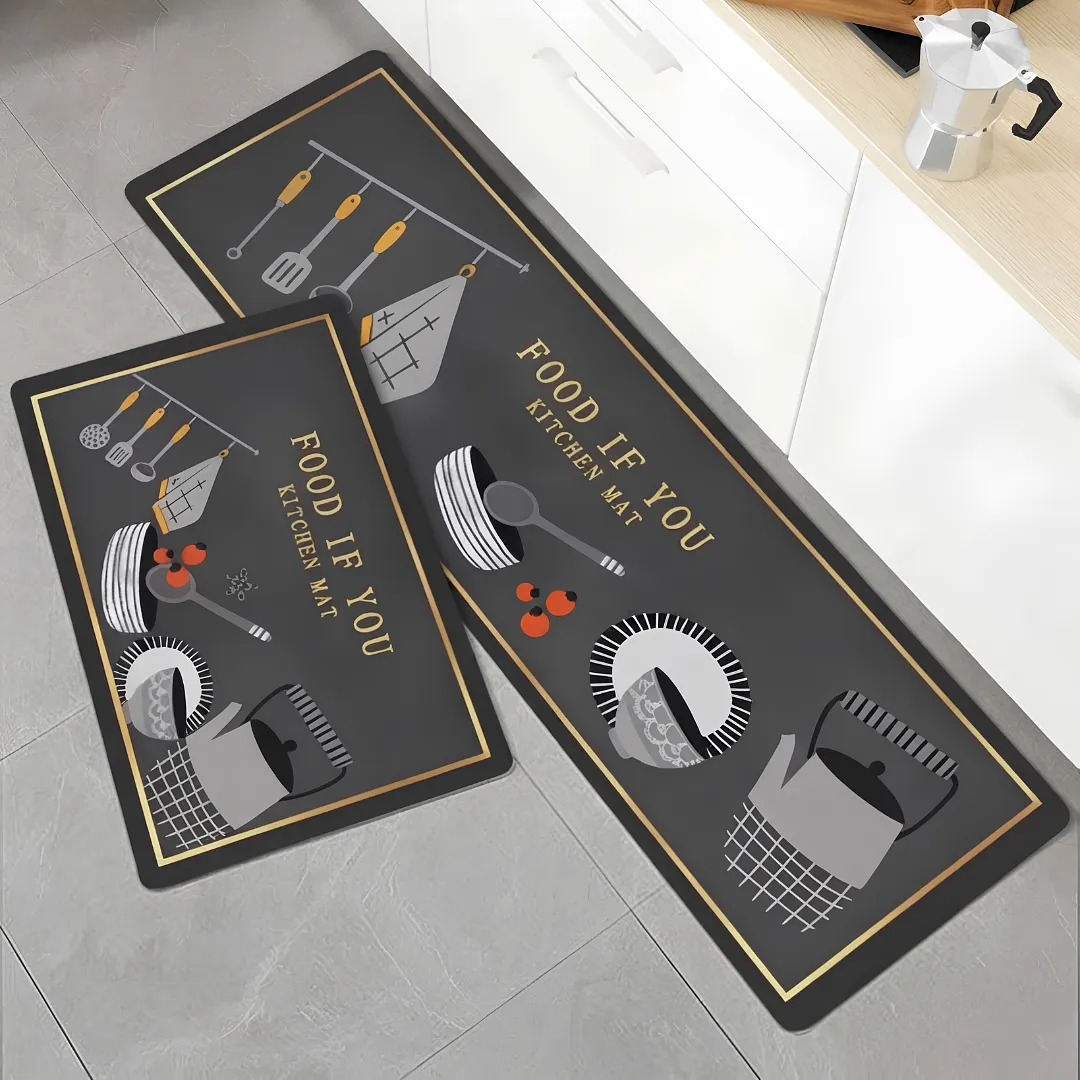 SET DE 2 ALFOMBRAS PARA COCINA Y HOGAR ANTIDESLIZANTES ULTRA ABSORBENTES DE SECADO RÁPIDO Y FÁCIL LIMPIEZA