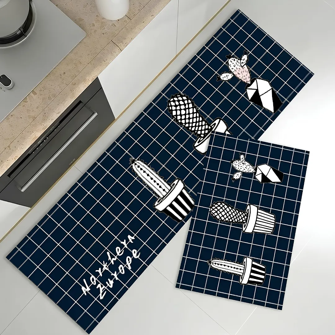 SET DE 2 ALFOMBRAS PARA COCINA Y HOGAR ANTIDESLIZANTES ULTRA ABSORBENTES DE SECADO RÁPIDO Y FÁCIL LIMPIEZA