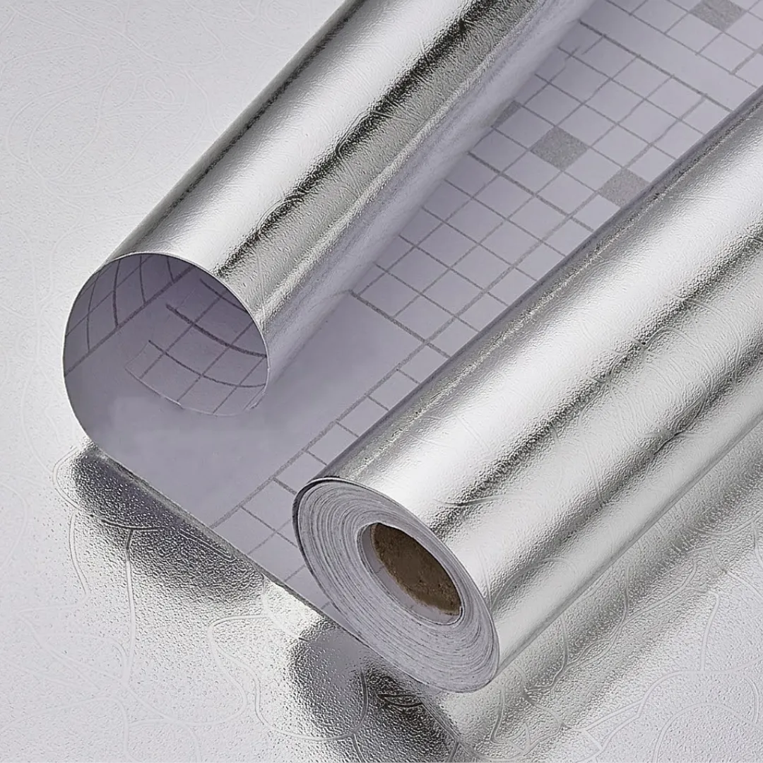 PAPEL CONTACT ADHESIVO ANTIGRASA Y IMPERMEABLE EN ALUMINIO CON DISEÑOS TEXTURIZADOS PARA PROTECCIÓN DE COCINAS, PAREDES Y GABINETES 2M X 60 CM