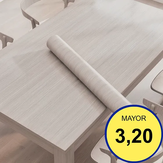 PAPEL TAPIZ AUTOADHESIVO DECORATIVO EFECTO MADERA CLARA NÓRDICA 2 M X 60 CM ROLLO DE VINILO IMPERMEABLE PARA MESONES, MUEBLES Y PAREDES