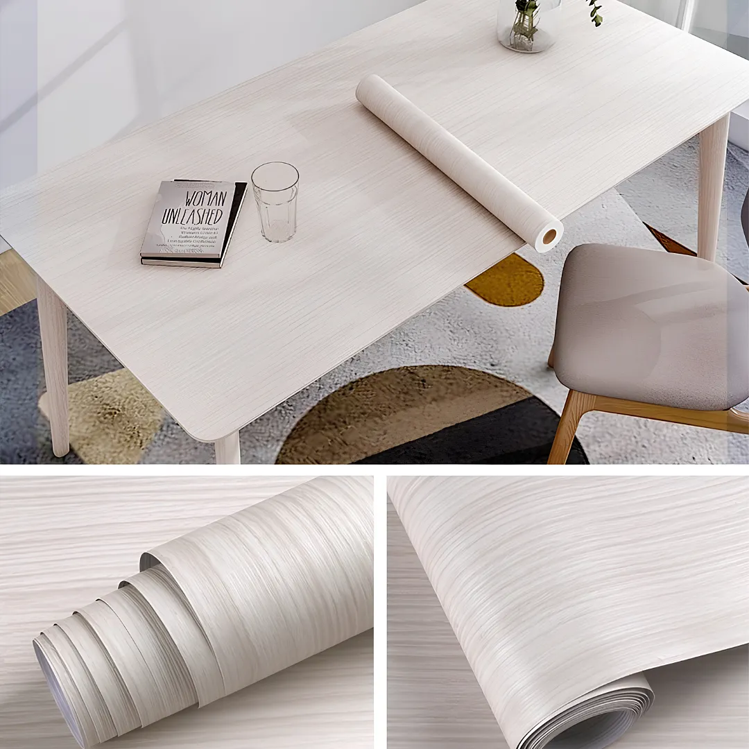 PAPEL TAPIZ AUTOADHESIVO DECORATIVO EFECTO MADERA CLARA NÓRDICA 2 M X 60 CM ROLLO DE VINILO IMPERMEABLE PARA MESONES, MUEBLES Y PAREDES