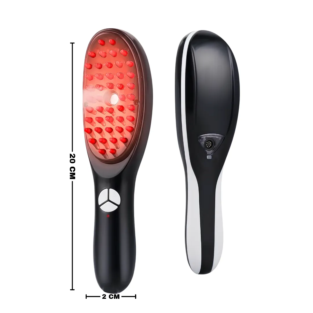 CEPILLO MASAJEADOR CAPILAR ELÉCTRICO CON FOTOTERAPIA LUZ ROJA Y AZUL Y VAPORIZADOR NANO ION PARA CRECIMIENTO Y CAÍDA DEL CABELLO RECARGABLE USB