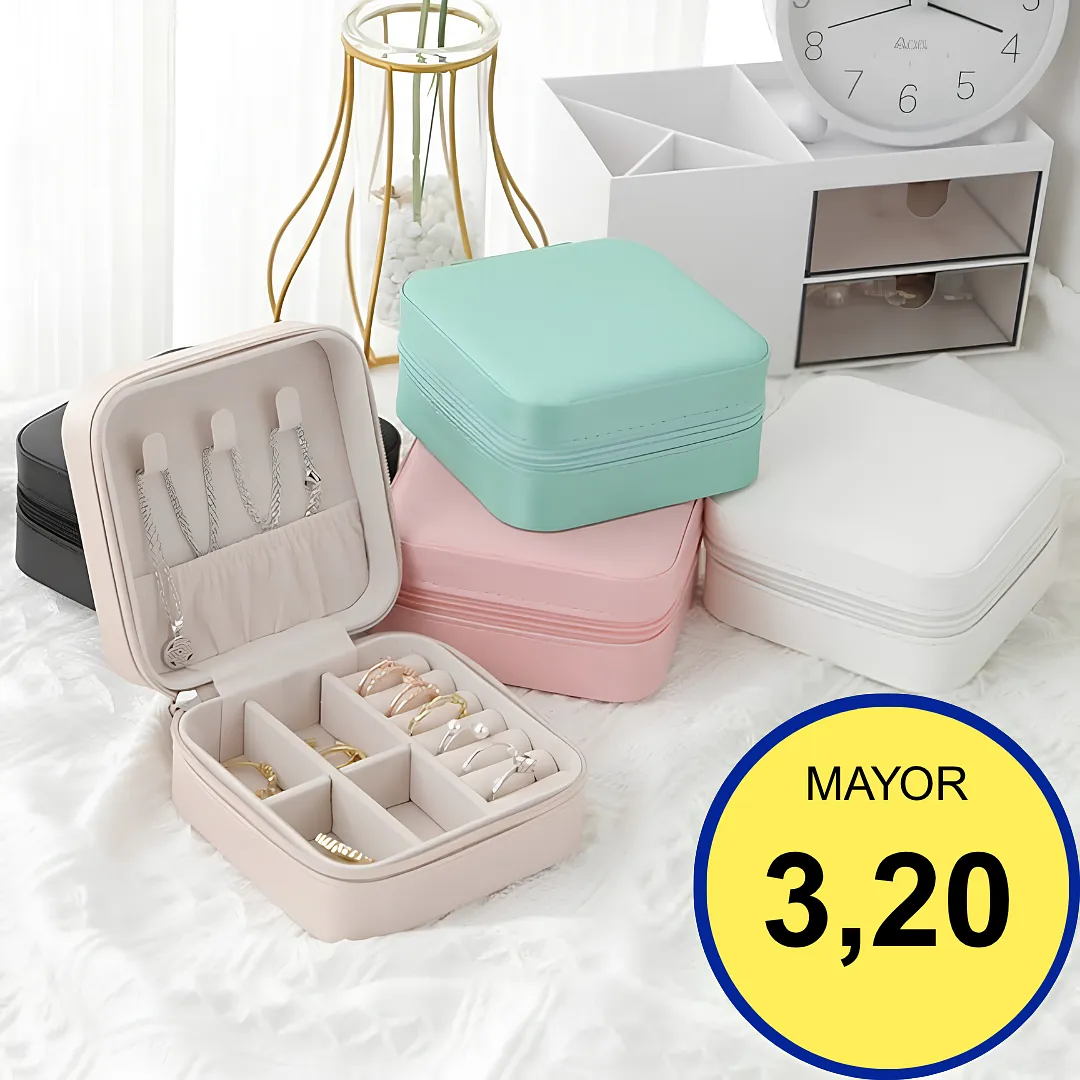 MINI JOYERO PORTÁTIL CON COMPARTIMENTOS Y GANCHOS PARA COLLARES, ANILLOS Y ARETES – ORGANIZADOR DE VIAJE JNW-209