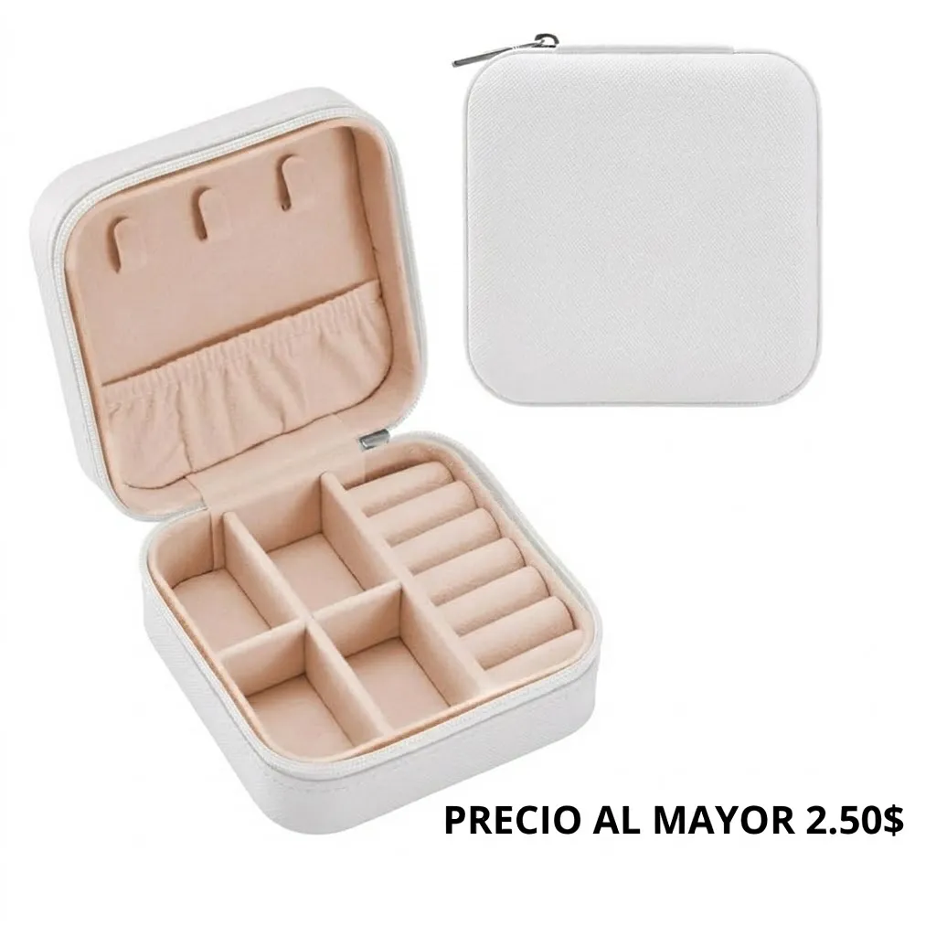 MINI JOYERO PORTÁTIL CON COMPARTIMENTOS Y GANCHOS PARA COLLARES, ANILLOS Y ARETES – ORGANIZADOR DE VIAJE JNW-209