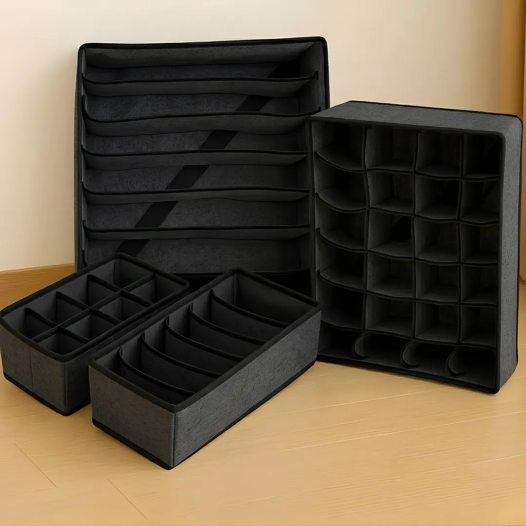 JUEGO DE ORGANIZADORES DE ROPA INTERIOR Y ACCESORIOS 4 PIEZAS DIVIDORES DE CAJONES PLEGABLES PARA CLÓSET