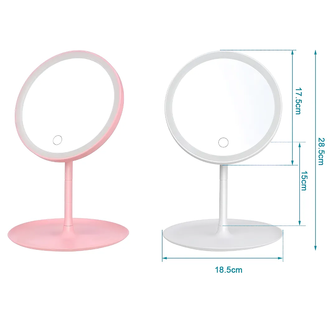 ESPEJO PARA MAQUILLAJE CON LUZ LED RECARGABLE USB BATERÍA 1200MAH CONTROL TÁCTIL BASE ORGANIZADORA Y ROTACIÓN AJUSTABLE PARA ESCRITORIO Y TOCADOR