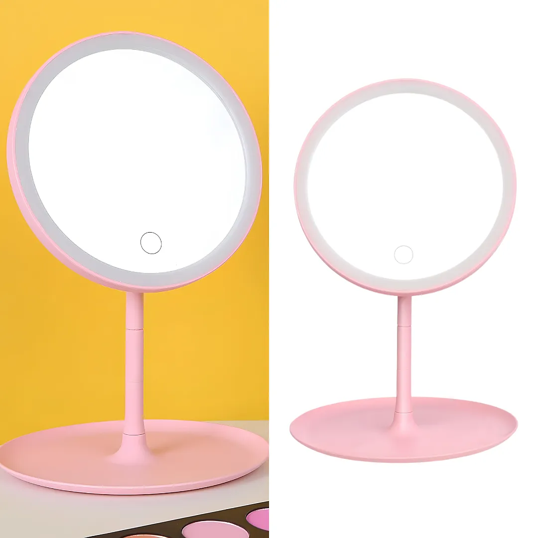 ESPEJO PARA MAQUILLAJE CON LUZ LED RECARGABLE USB BATERÍA 1200MAH CONTROL TÁCTIL BASE ORGANIZADORA Y ROTACIÓN AJUSTABLE PARA ESCRITORIO Y TOCADOR
