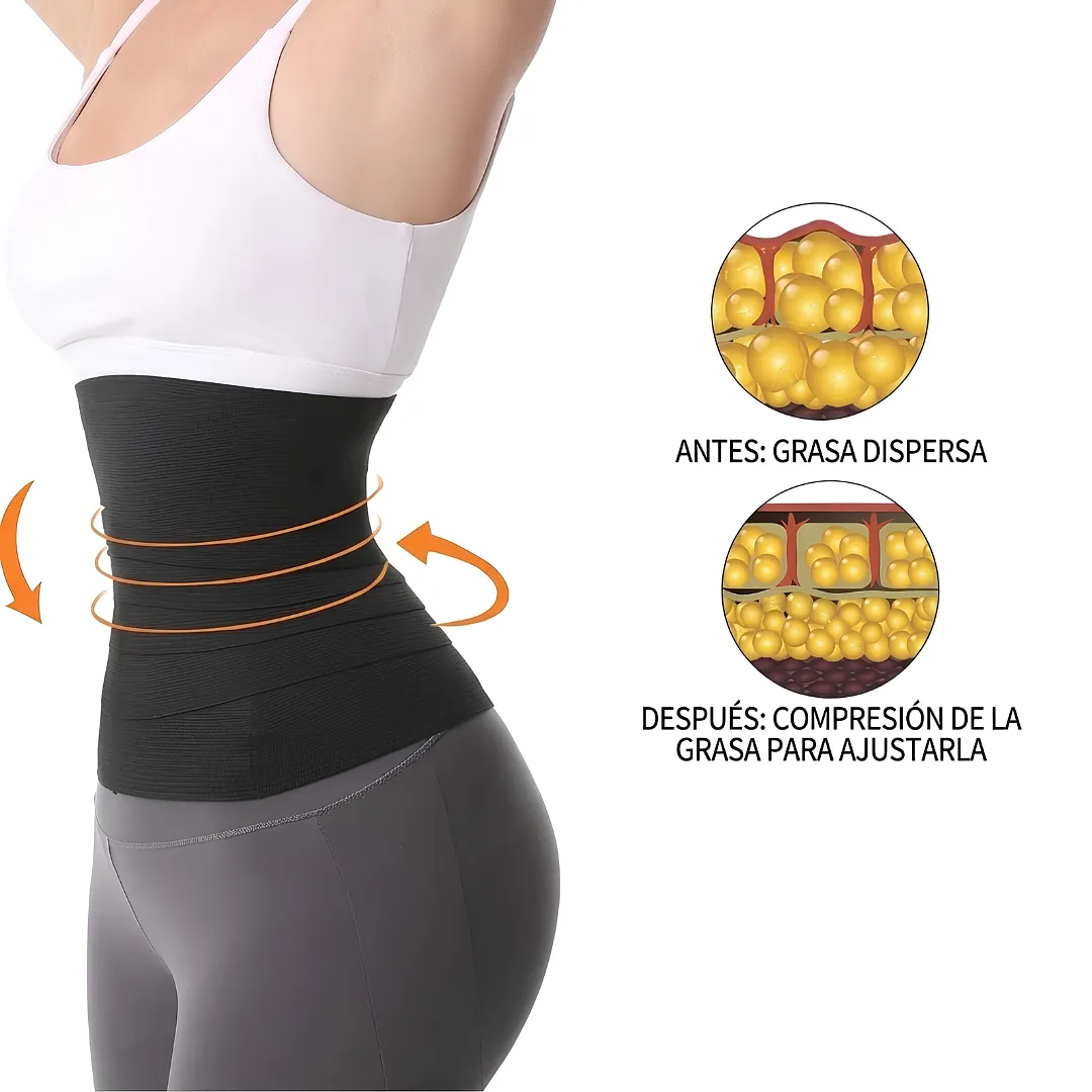 CINTURÓN FAJA MODELADORA APOSTADORA DE CINTURA DE 5 METROS FAJA REDUCTORA AJUSTABLE DE ALTA COMPRESIÓN TIPO BANDA DE ENVOLVER CON VELCRO PARA ABDOMEN Y ESPALDA