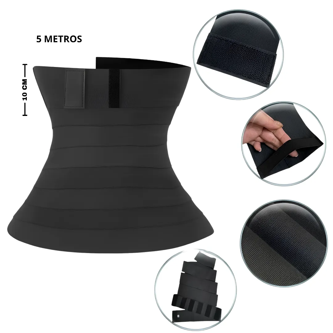 CINTURÓN FAJA MODELADORA APOSTADORA DE CINTURA DE 5 METROS FAJA REDUCTORA AJUSTABLE DE ALTA COMPRESIÓN TIPO BANDA DE ENVOLVER CON VELCRO PARA ABDOMEN Y ESPALDA
