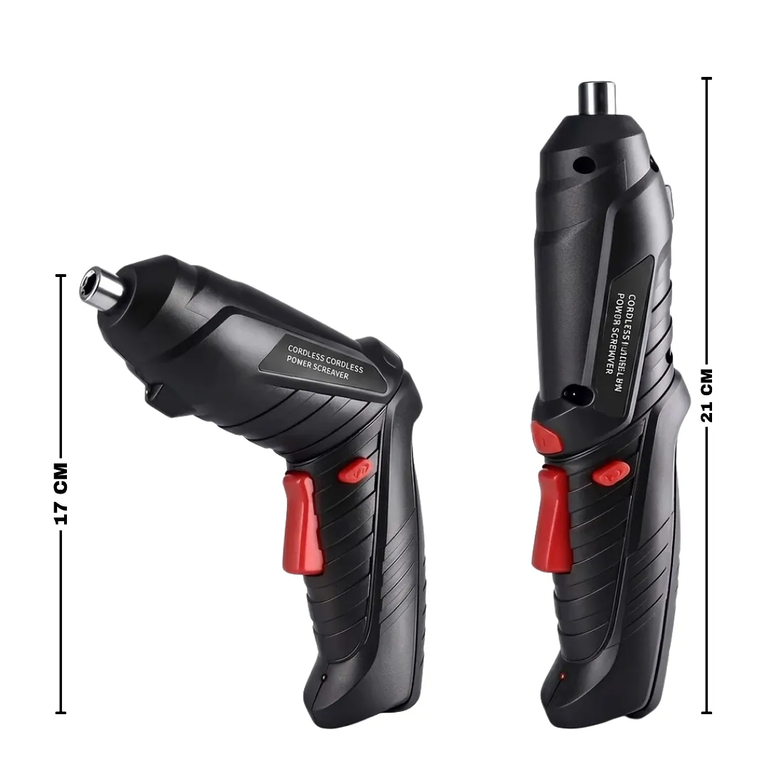 DESTORNILLADOR ELÉCTRICO INALÁMBRICO RECARGABLE MULTIANGULAR 47 PIEZAS CON LUZ LED Y KIT DE PUNTAS PARA ENSAMBLAJE DE MUEBLES Y REPARACIONES DEL HOGAR
