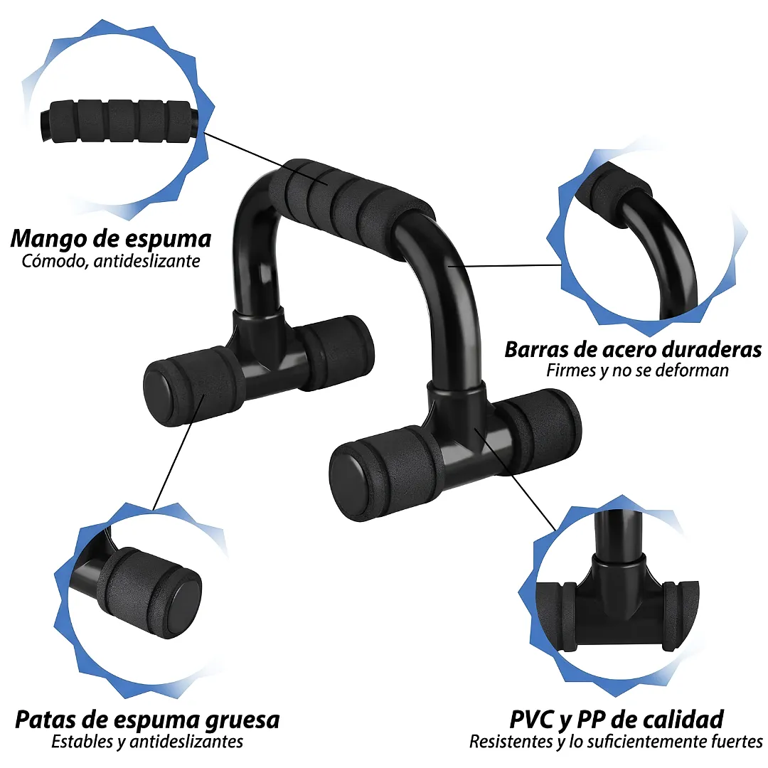 SOPORTE PARA FLEXIONES DE PECHO BARRAS PARA LAGARTIJAS ERGONÓMICAS ANTIDESLIZANTES DE ESPUMA MANILLAS PORTÁTILES PARA EJERCICIO EN CASA Y CALISTENIA