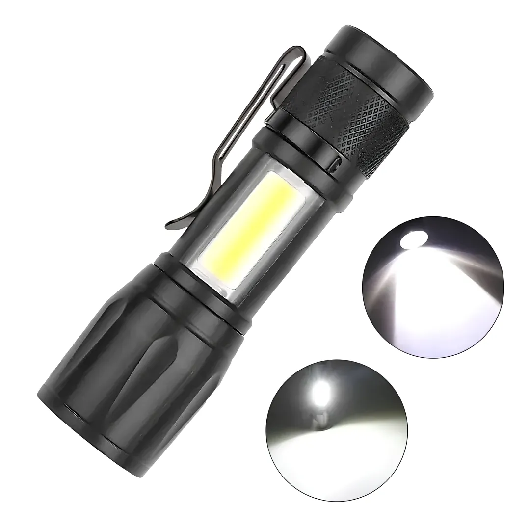 MINI LINTERNA LED RECARGABLE USB LUZ COB TÁCTICA POTENTE DE BOLSILLO CON CLIP METÁLICO Y ESTUCHE RÍGIDO LUZ DE EMERGENCIA PARA EL HOGAR Y EXTERIORES