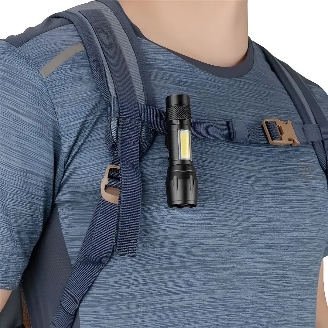 MINI LINTERNA LED RECARGABLE USB LUZ COB TÁCTICA POTENTE DE BOLSILLO CON CLIP METÁLICO Y ESTUCHE RÍGIDO LUZ DE EMERGENCIA PARA EL HOGAR Y EXTERIORES