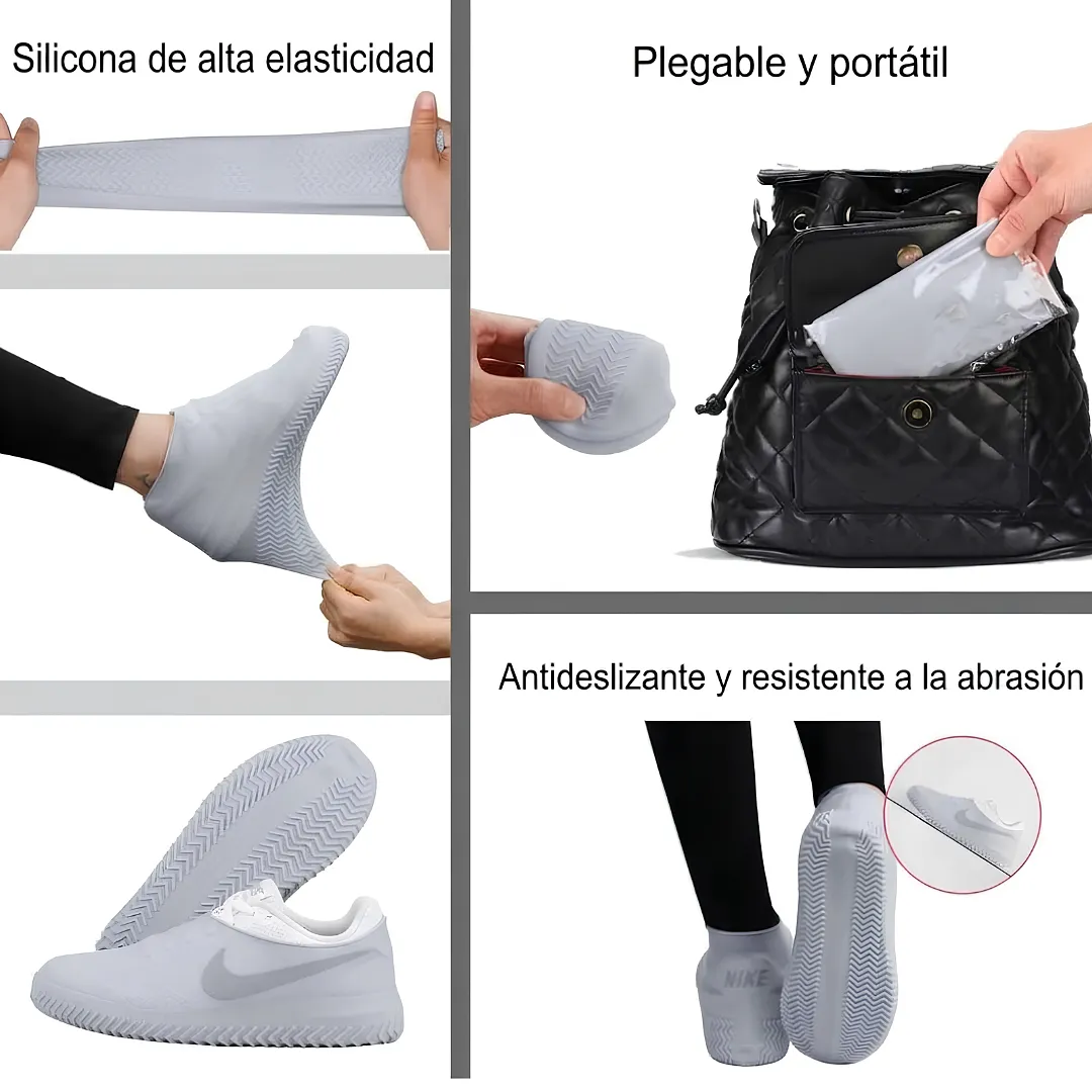 CUBRE ZAPATOS IMPERMEABLE DE SILICONA TALLA XL PROTECTOR REUTILIZABLE Y ANTIDESLIZANTE PARA LLUVIA Y BARRO