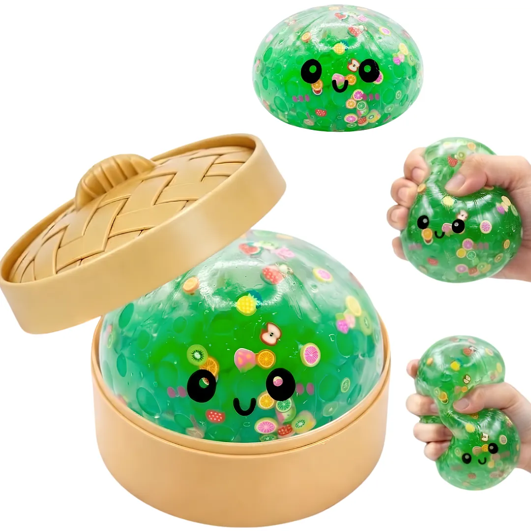 SQUISHY ANTIESTRÉS KAWAII CON DISEÑO DE FRUTAS Y BOLSITAS TIPO MOCHI, JUGUETE SENSORIAL RELAJANTE CON ESTUCHE VAPORERA