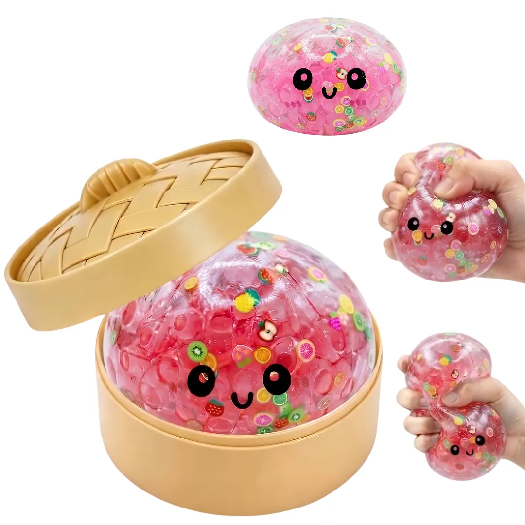 SQUISHY ANTIESTRÉS KAWAII CON DISEÑO DE FRUTAS Y BOLSITAS TIPO MOCHI, JUGUETE SENSORIAL RELAJANTE CON ESTUCHE VAPORERA