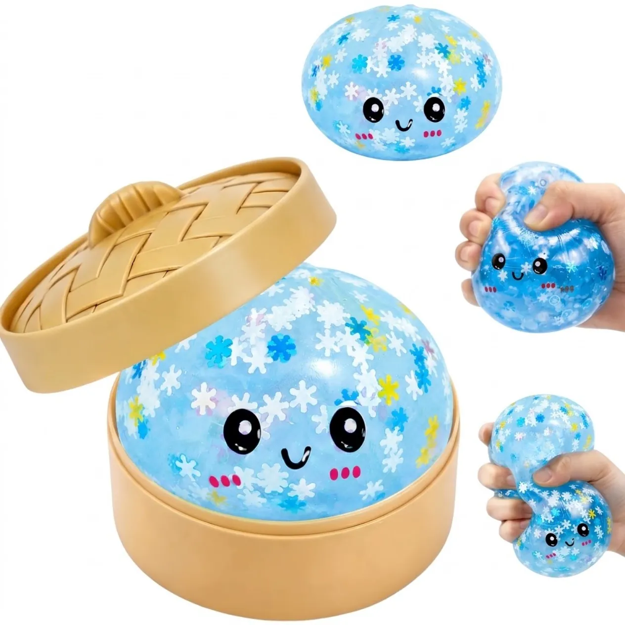 SQUISHY BOLA ANTIESTRÉS COPO DE NIEVE JUGUETE SENSORIAL RELAJANTE CON VAPORERA