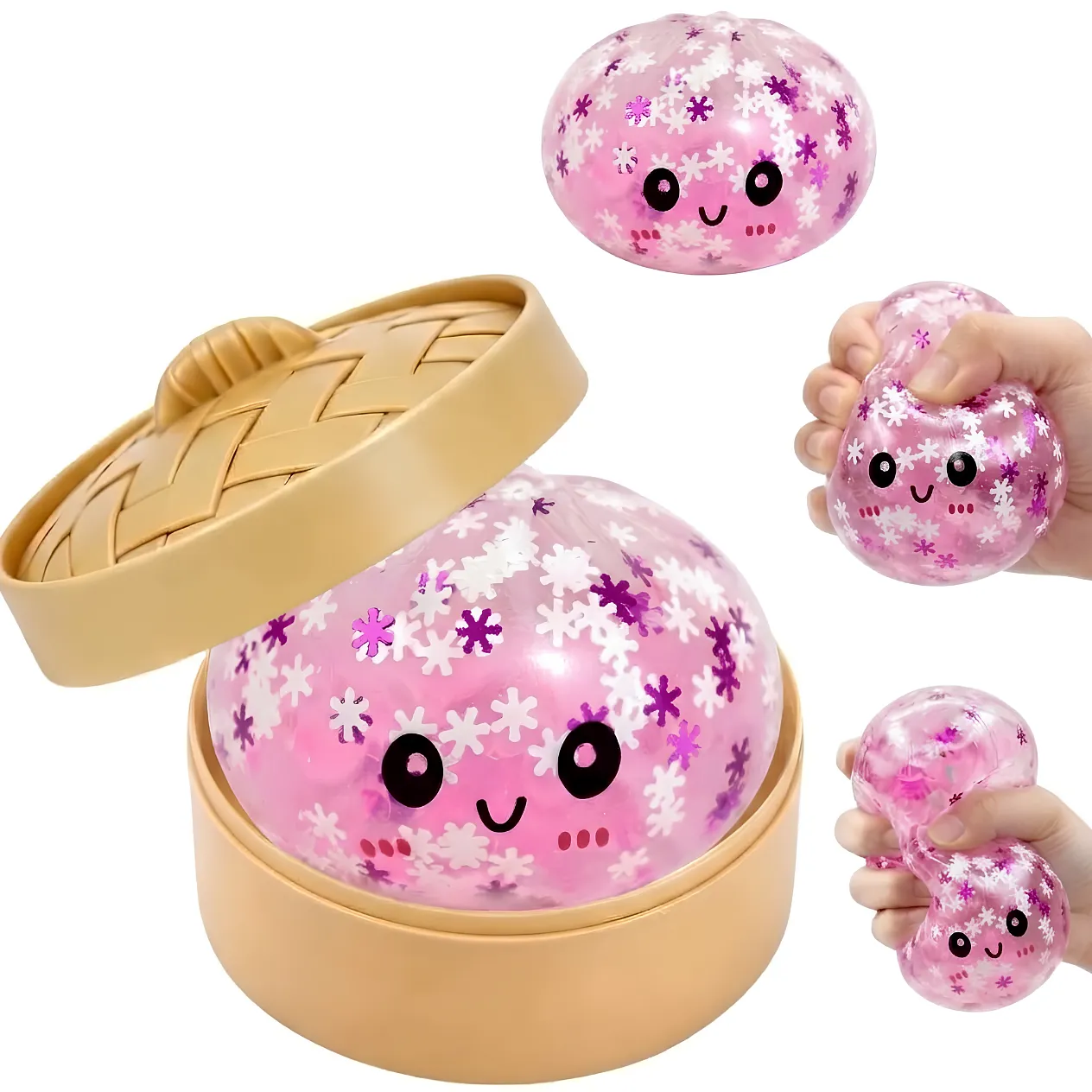 SQUISHY BOLA ANTIESTRÉS COPO DE NIEVE JUGUETE SENSORIAL RELAJANTE CON VAPORERA