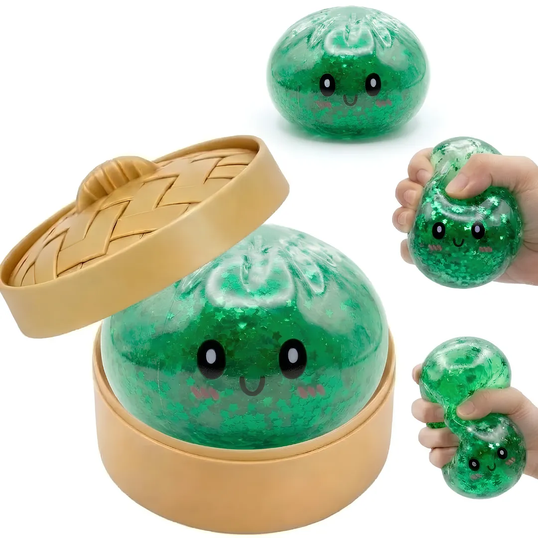 JUGUETE SQUISHY ANTIESTRES TIPO DUMPLING CON ESTRELLAS BRILLANTES Y ESTuche DE VAPORERA, ALIVIADOR DE ANSIEDAD Y RELAJANTE SENSORIAL PARA NIÑOS Y ADULTOS