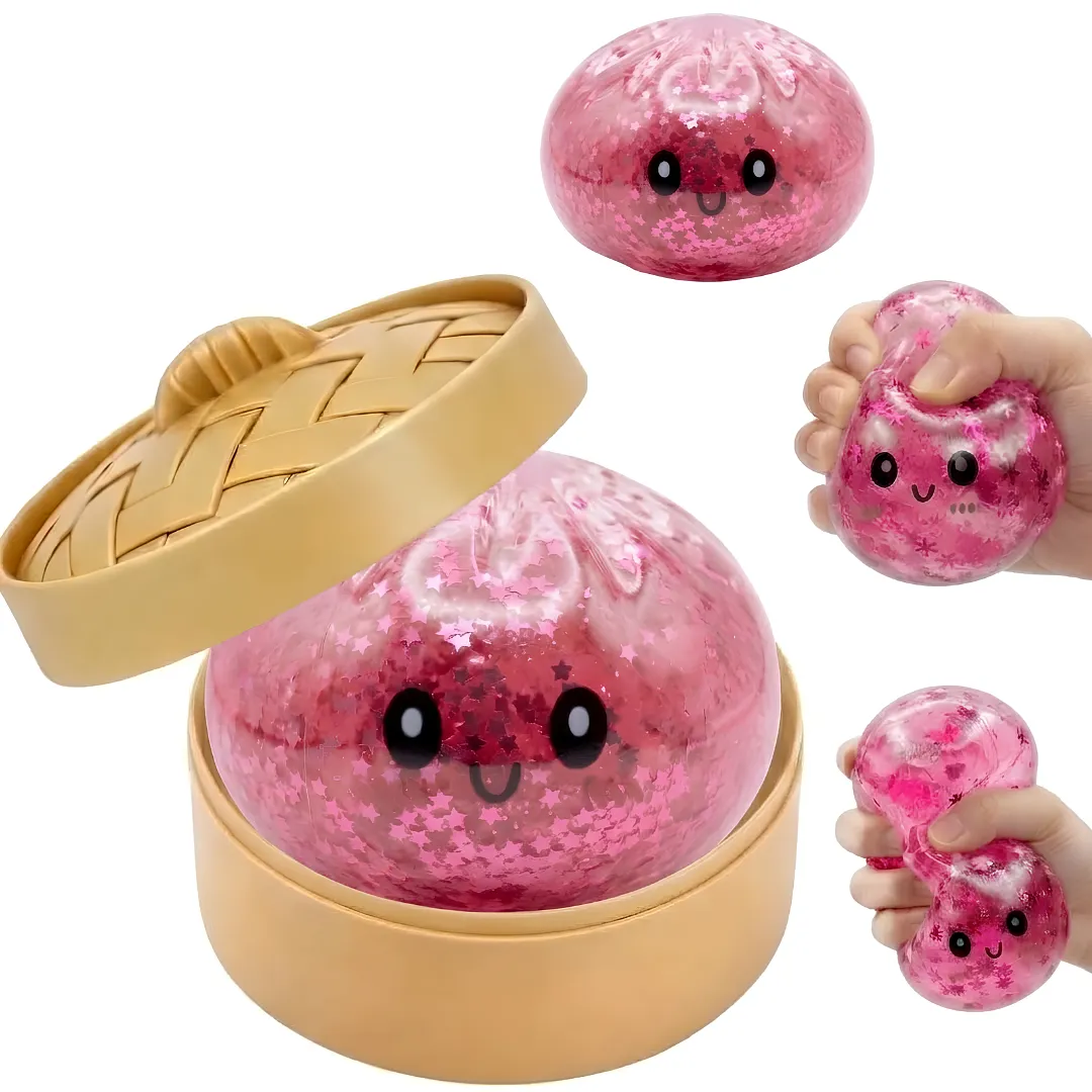 JUGUETE SQUISHY ANTIESTRES TIPO DUMPLING CON ESTRELLAS BRILLANTES Y ESTuche DE VAPORERA, ALIVIADOR DE ANSIEDAD Y RELAJANTE SENSORIAL PARA NIÑOS Y ADULTOS