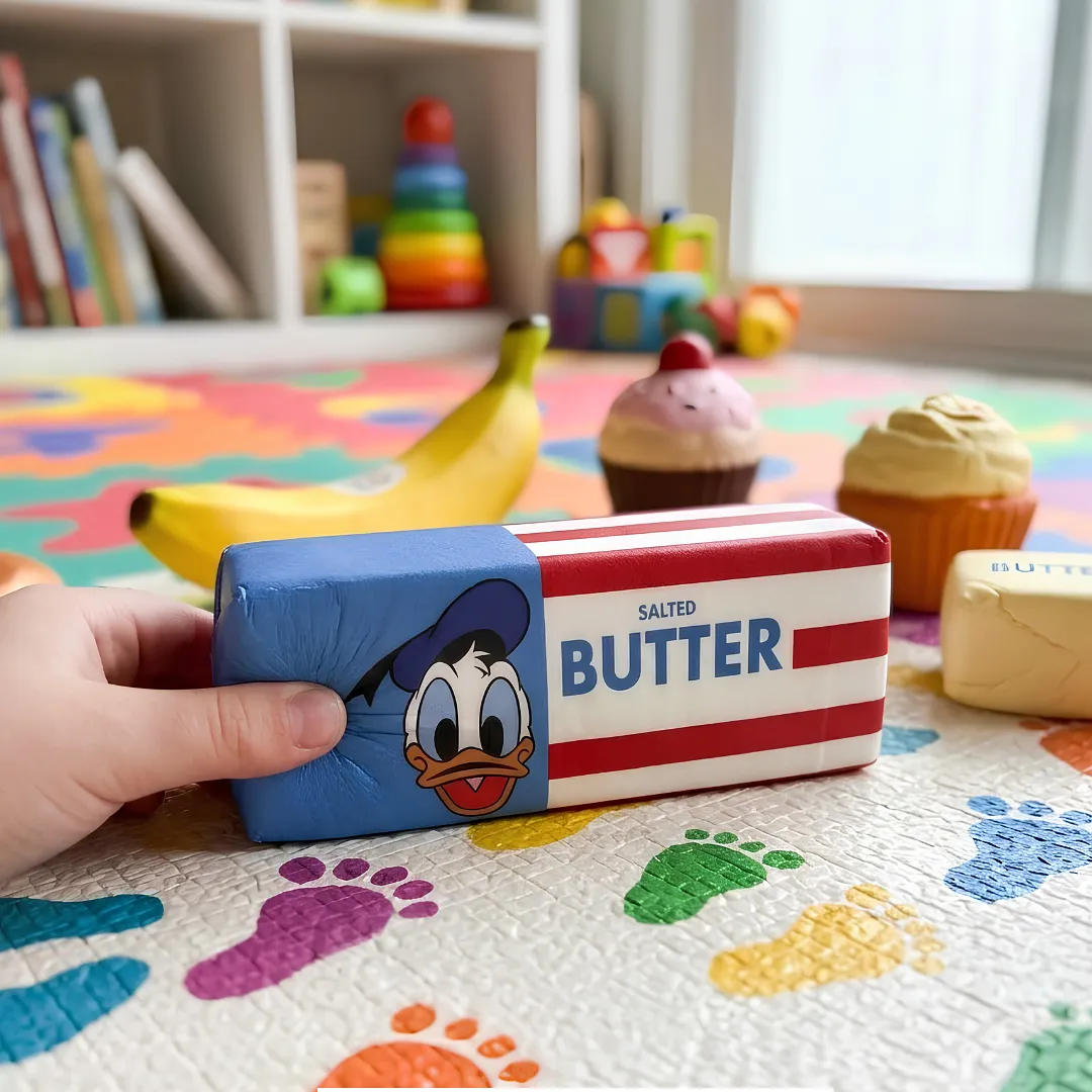 SQUISHY JUGUETE ANTIESTRÉS EN FORMA DE BARRA DE MANTEQUILLA CON DISEÑOS INFANTILES - JUGUETE SENSORIAL SUAVE Y DIVERTIDO PARA NIÑOS
