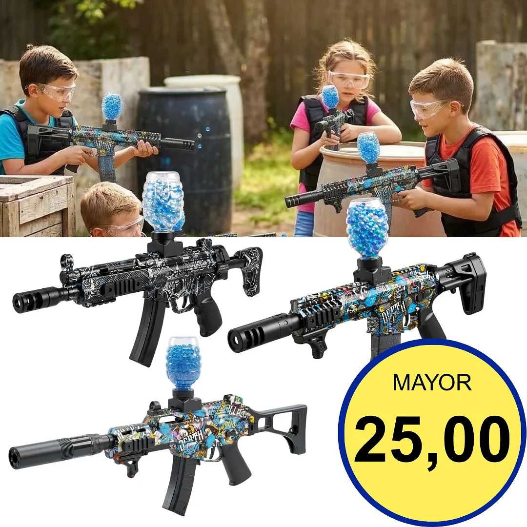 RIFLE LANZADOR DE BOLAS DE HIDROGEL AUTOMÁTICO CON DISEÑO TÁCTICO Y BATERÍA RECARGABLE - JUEGO SEGURO AL AIRE LIBRE Y ALTA POTENCIA