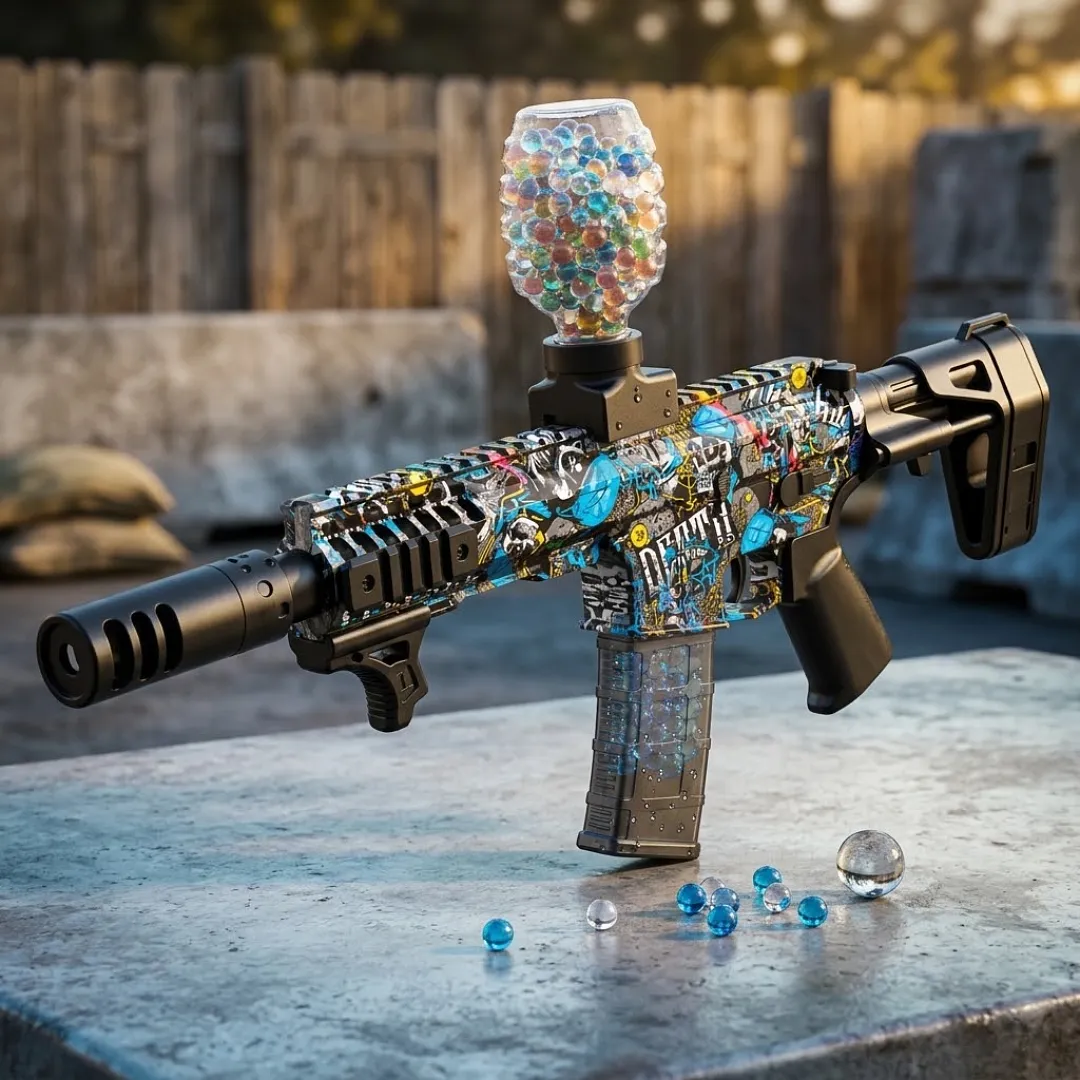 RIFLE LANZADOR DE BOLAS DE HIDROGEL AUTOMÁTICO CON DISEÑO TÁCTICO Y BATERÍA RECARGABLE - JUEGO SEGURO AL AIRE LIBRE Y ALTA POTENCIA