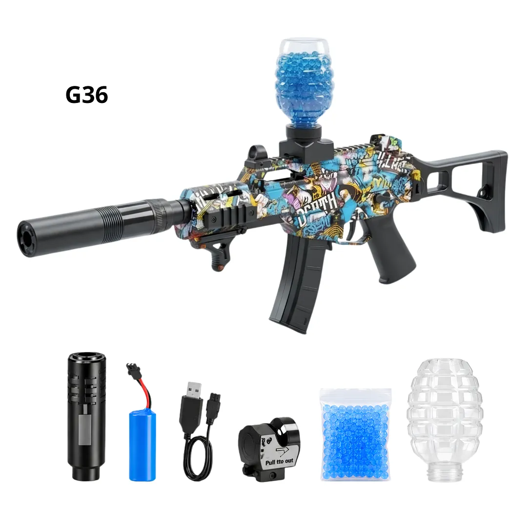 RIFLE LANZADOR DE BOLAS DE HIDROGEL AUTOMÁTICO CON DISEÑO TÁCTICO Y BATERÍA RECARGABLE - JUEGO SEGURO AL AIRE LIBRE Y ALTA POTENCIA