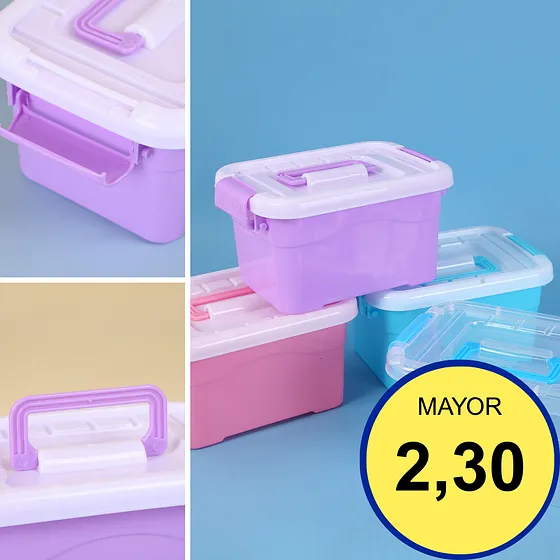 CAJA DE ALMACENAMIENTO MULTIFUNCIONAL CON TAPA Y ASA - ORGANIZADOR PLÁSTICO RESISTENTE PARA HOGAR Y OFICINA