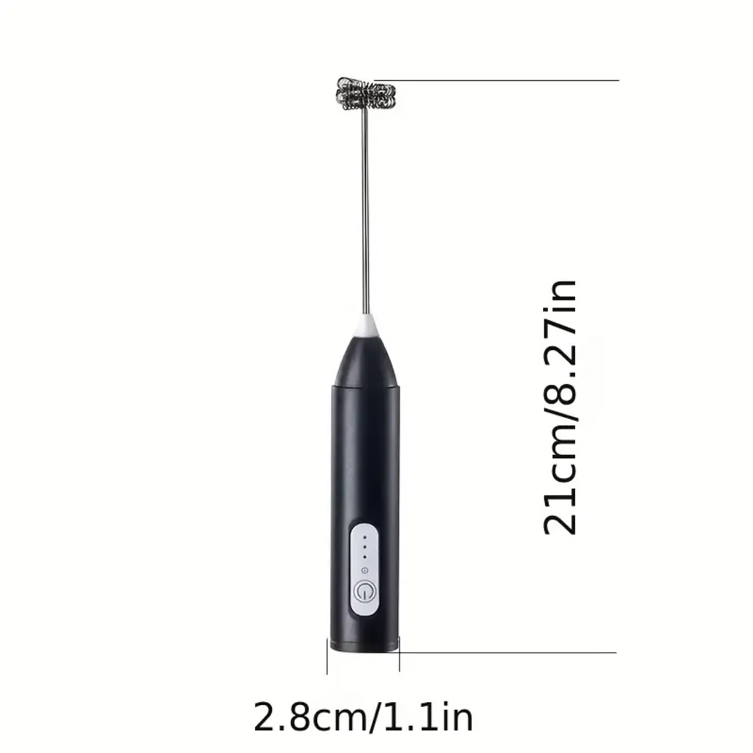 MINI BATIDOR ESPUMADOR DE LECHE RECARGABLE USB CON 2 CABEZALES INTERCAMBIABLES DE ACERO INOXIDABLE – MEZCLADOR PORTÁTIL DE 3 VELOCIDADES PARA CAFÉ, REPOSTERÍA Y HUEVOS