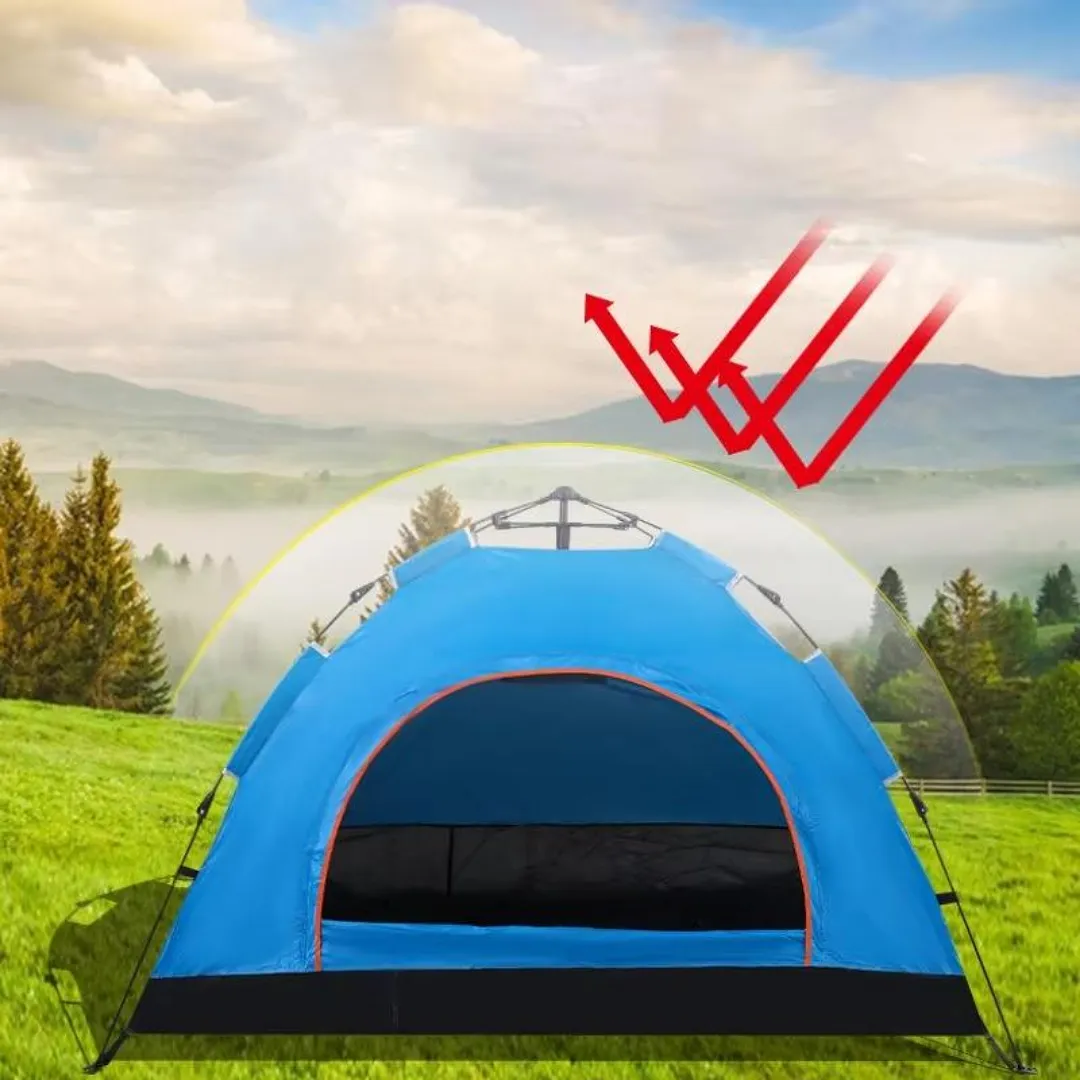 CARPA PARA CAMPING PORTÁTIL DE ARMADO RÁPIDO PARA 3 PERSONAS – DISEÑO LIGERO Y RESISTENTE – 200X150X125CM – IDEAL PARA EXTERIORES Y SENDERISMO