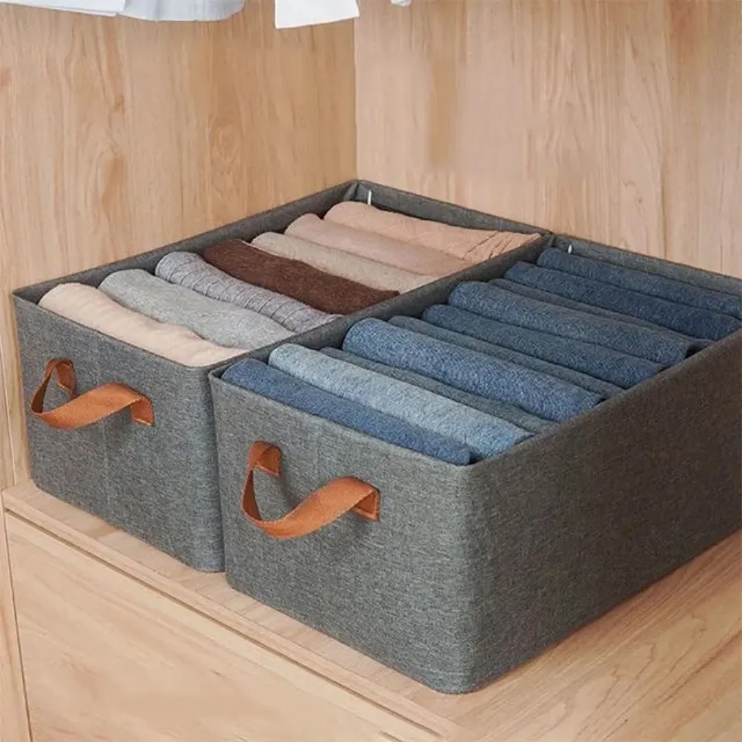 ORGANIZADOR DE ROPA PLEGABLE (1 UNIDAD) - CESTA DE ALMACENAMIENTO ABIERTA DE ALTA RESISTENCIA PARA ARMARIOS Y ESTANTES - CONTENEDOR DE TELA PARA PRENDAS