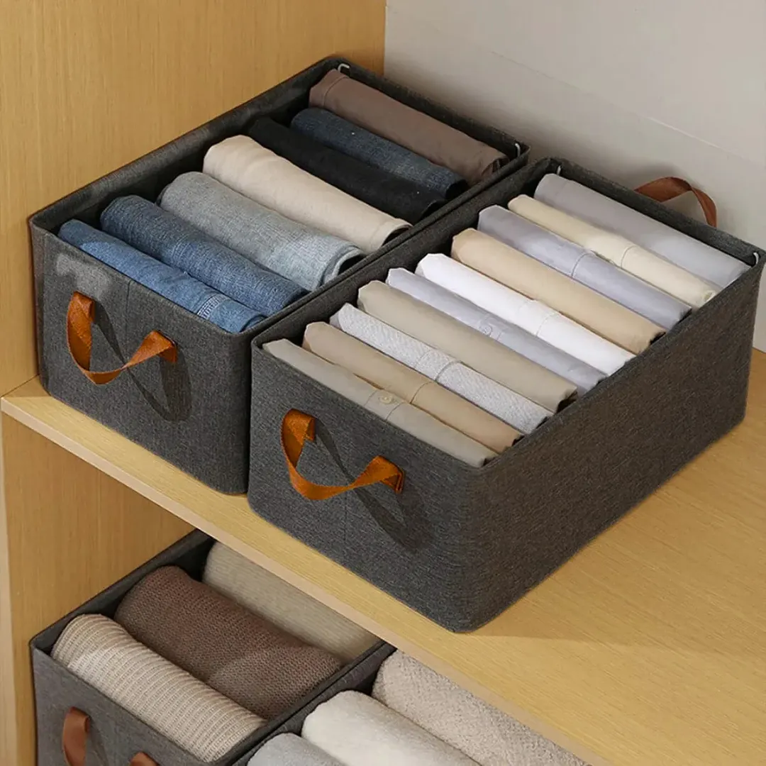 ORGANIZADOR DE ROPA PLEGABLE (1 UNIDAD) - CESTA DE ALMACENAMIENTO ABIERTA DE ALTA RESISTENCIA PARA ARMARIOS Y ESTANTES - CONTENEDOR DE TELA PARA PRENDAS