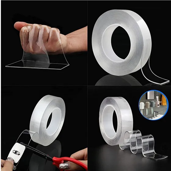 CINTA DOBLE FAZ NANO TAPE EXTRA FUERTE - DISPONIBLE EN 3M Y 5M X 2.30CM - ADHESIVO DE GEL LAVABLE, REUTILIZABLE Y MULTIFUNCIONAL
