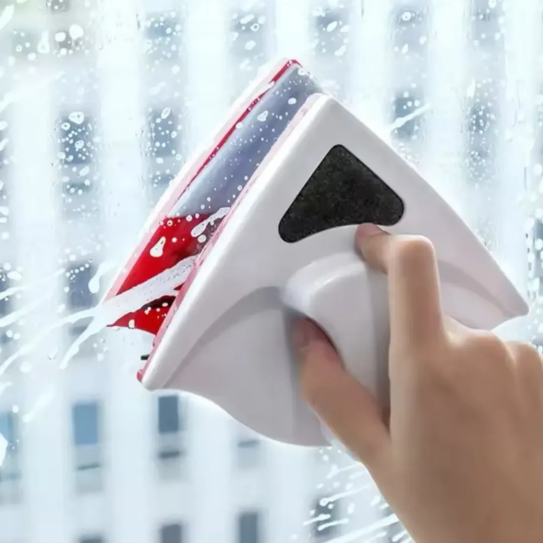 LIMPIADOR DE VIDRIOS MAGNÉTICO DOBLE CARA PARA VENTANAS Y CRISTALES DE DIFÍCIL ACCESO CON CUERDA DE SEGURIDAD