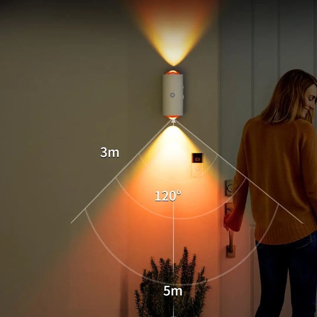 LÁMPARA DE PARED LED RGB BIDIRECCIONAL RECARGABLE USB CON SENSOR DE MOVIMIENTO